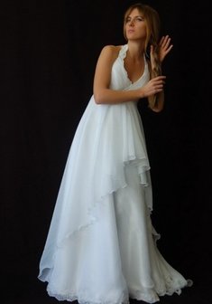 Свадебное платье 1119-A30905. В греческом стиле, длинное со шлейфом.