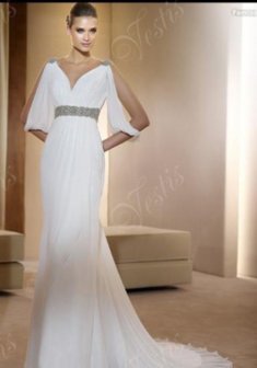 Свадебное платье VN18-V31022. В греческом стиле, длинное со шлейфом.