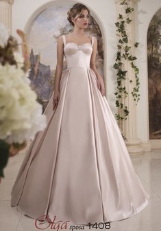 Свадебное платье J68207. А-силуэт, длинное со шлейфом.