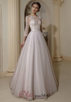 Свадебное платье J68232. А-силуэт, длинное со шлейфом.