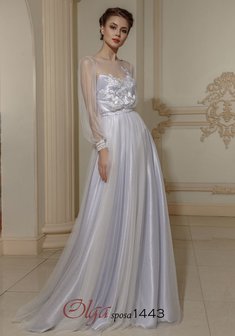 Свадебное платье J68233. В греческом стиле, длинное со шлейфом.