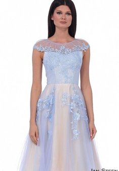 Вечернее платье J68297. А-силуэт, короткое без шлейфа.