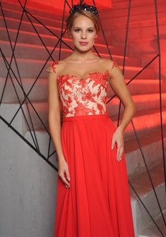 Вечернее платье J68302. А-силуэт, длинное без шлейфа.