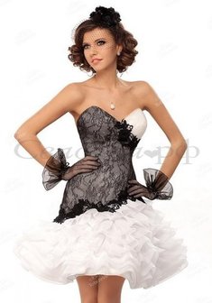 Вечернее платье J68311. С пышной юбкой, короткое без шлейфа.